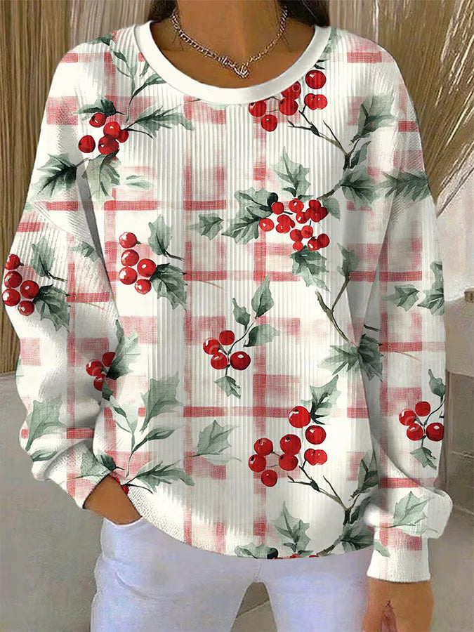 Weihnachtsstrickpullover Beerenmuster Ivy