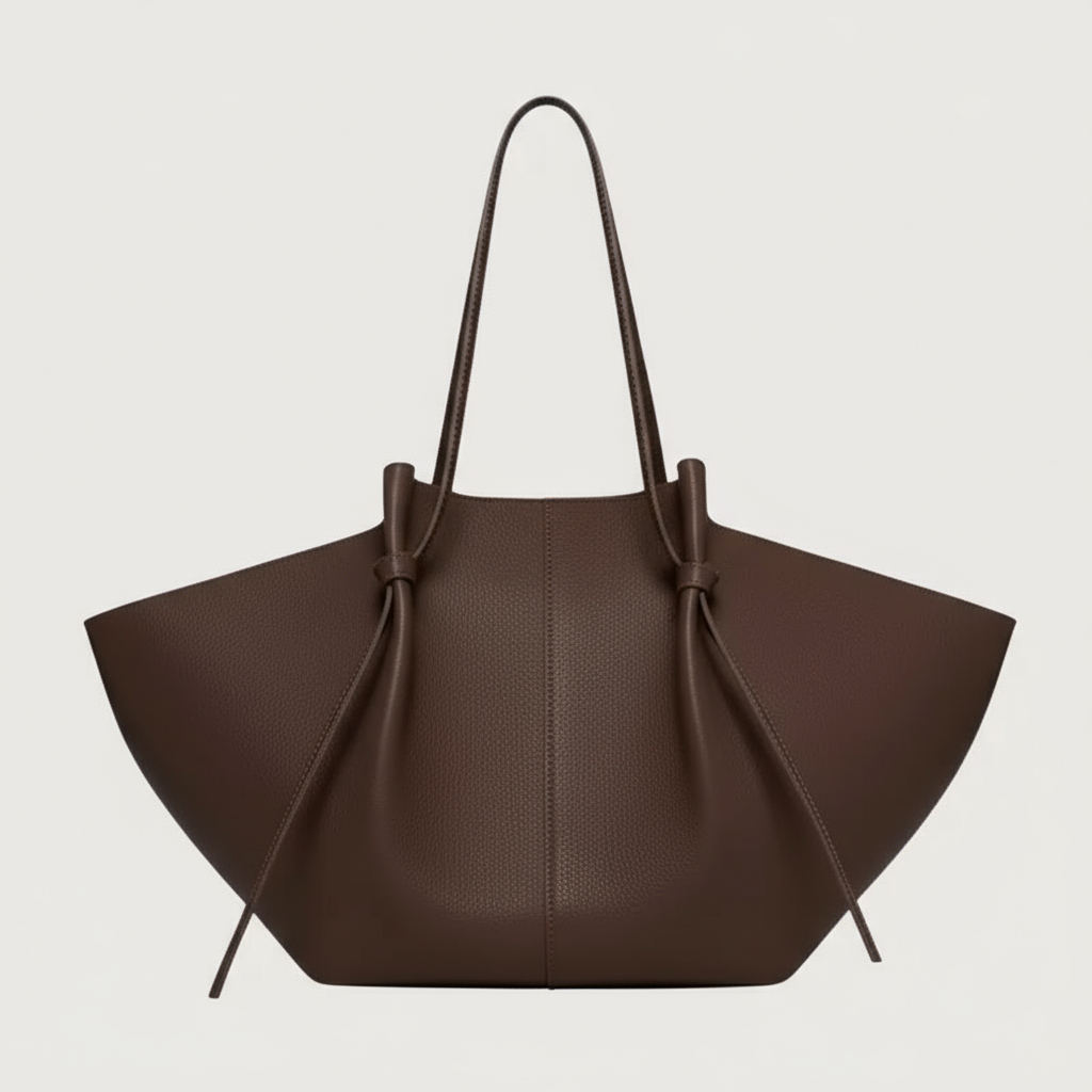 Damen Ledertasche Große Tote Bag Vegan mit Schleifendetail Langer