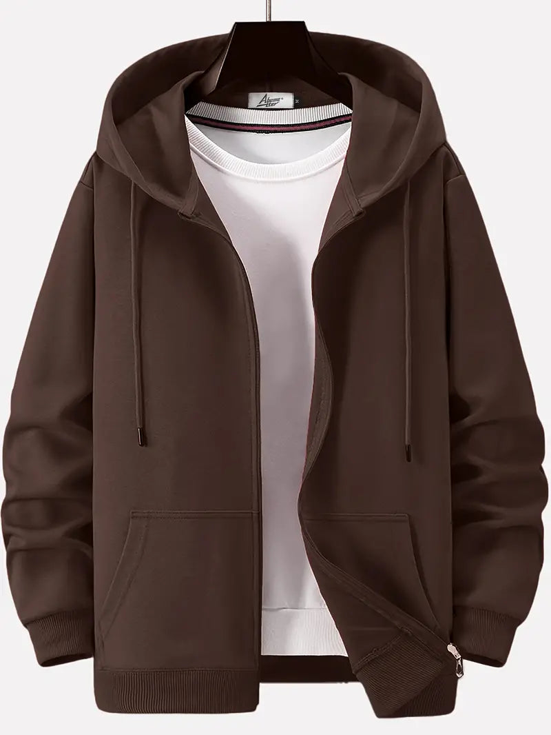 Herren Hoodie Full Zip mit Kordelzug und Kapuze Grau
