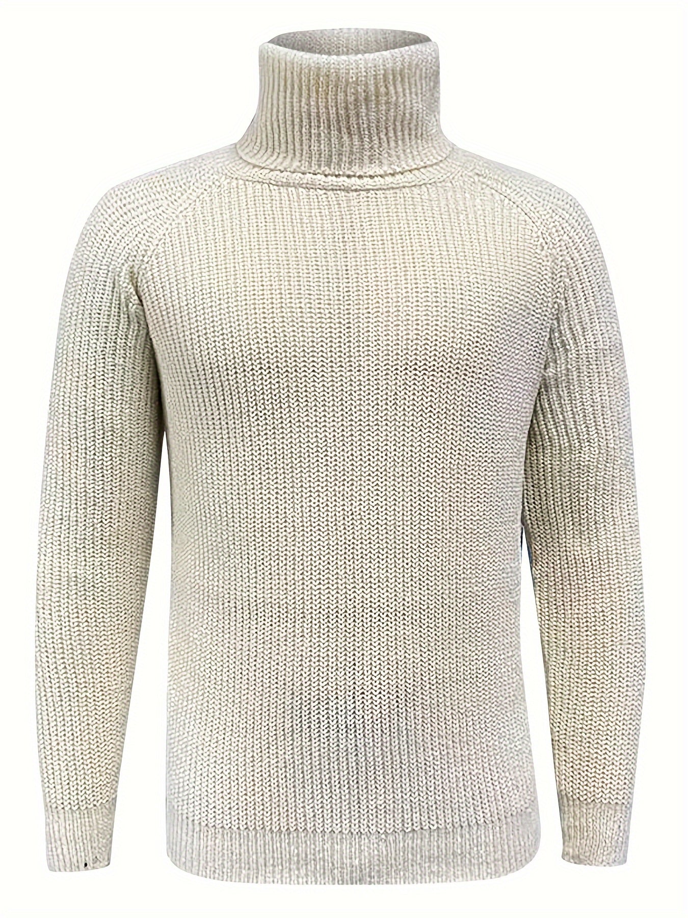 Herren Strickpullover Rollkragen Warm Beige