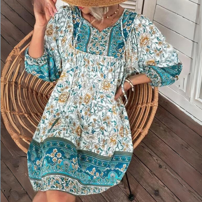 Damen Maxikleid mit Bauchabdeckung Boho Stil