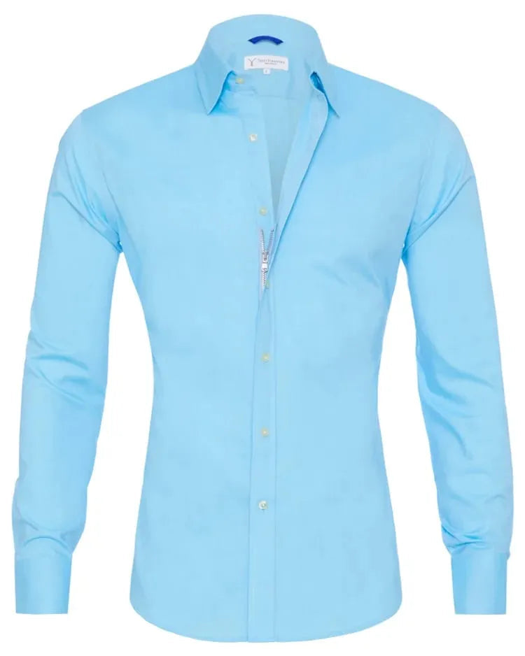 Herren Hemd Langarm Slim Fit Reißverschluss