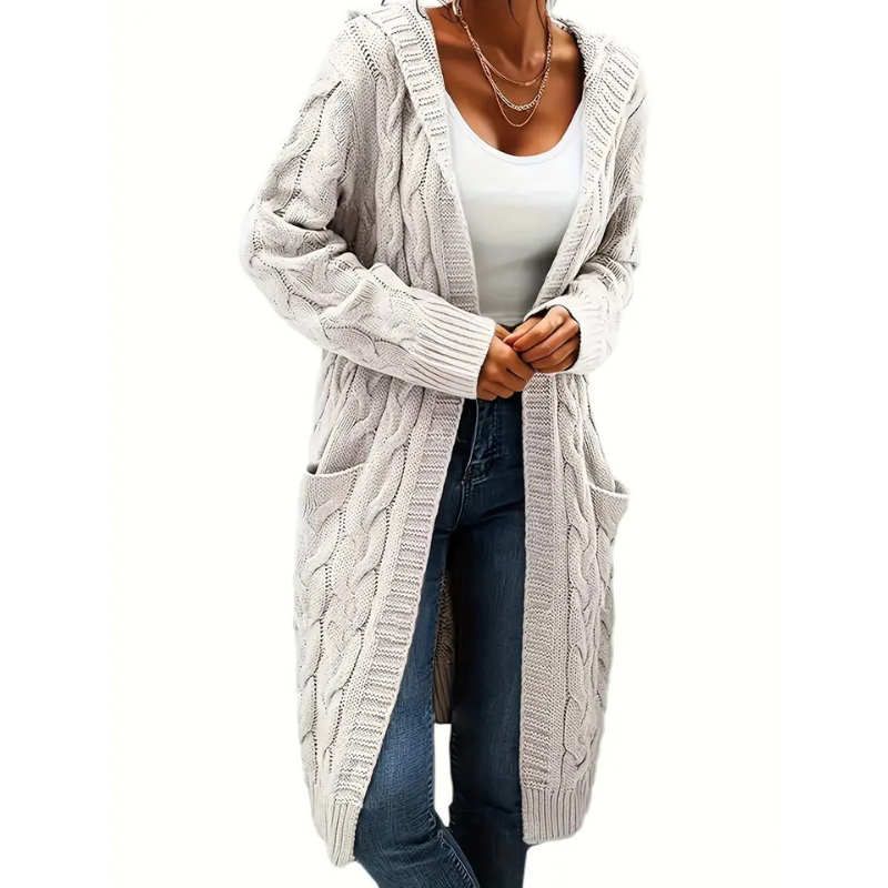 Damen Cardigan Lang Strickjacke Mit Taschen