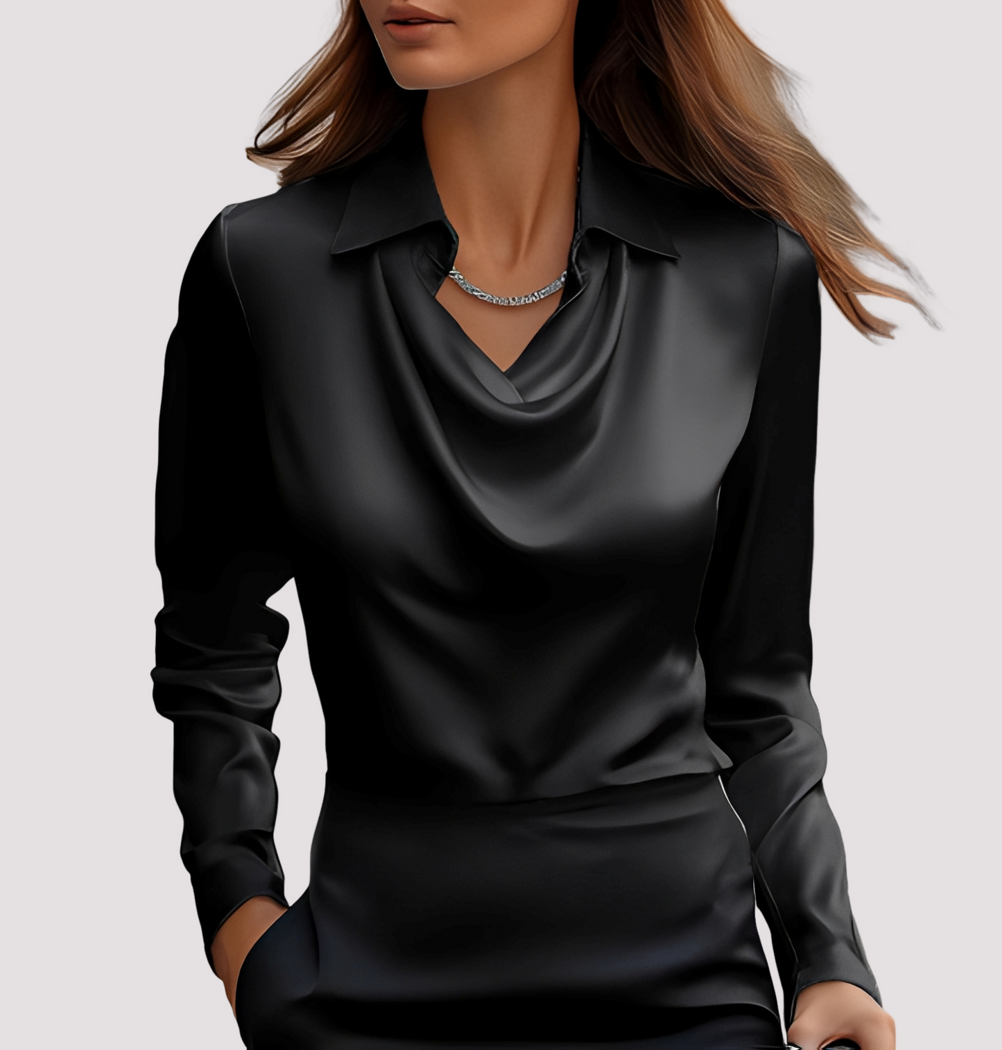 Elegante Damen Hemdbluse aus Seide Weiß