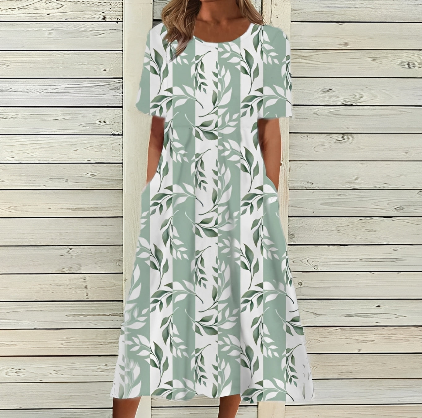 Damen Midikleid Floral Elegantes Kleid Fließend