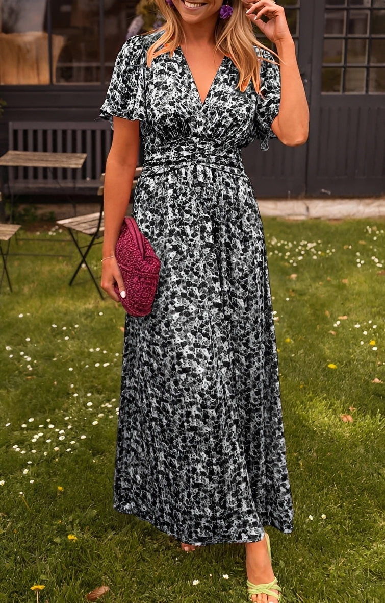 Damen Elegantes Langkleid V-Ausschnitt