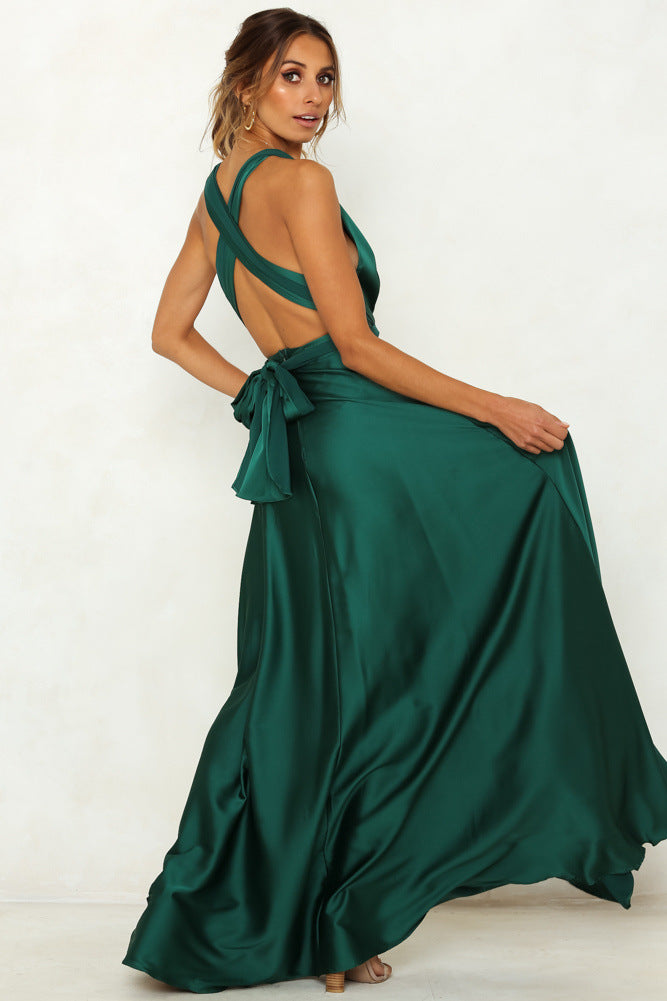 Damen Maxikleid mit Wickelausschnitt und langen Trägern Norvielle