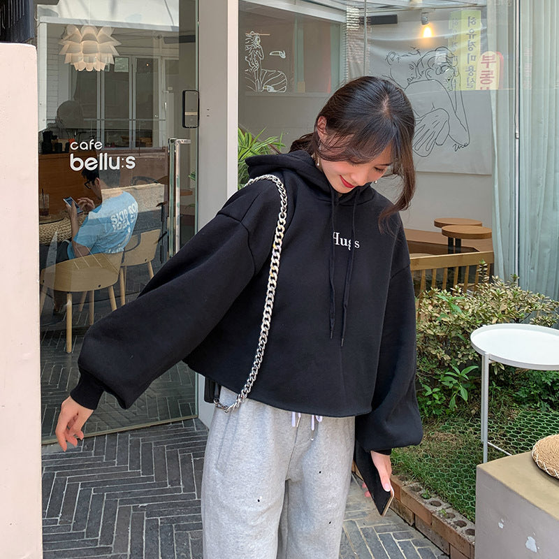 Damen Cropped Hoodie Oversized Ärmel Norvielle