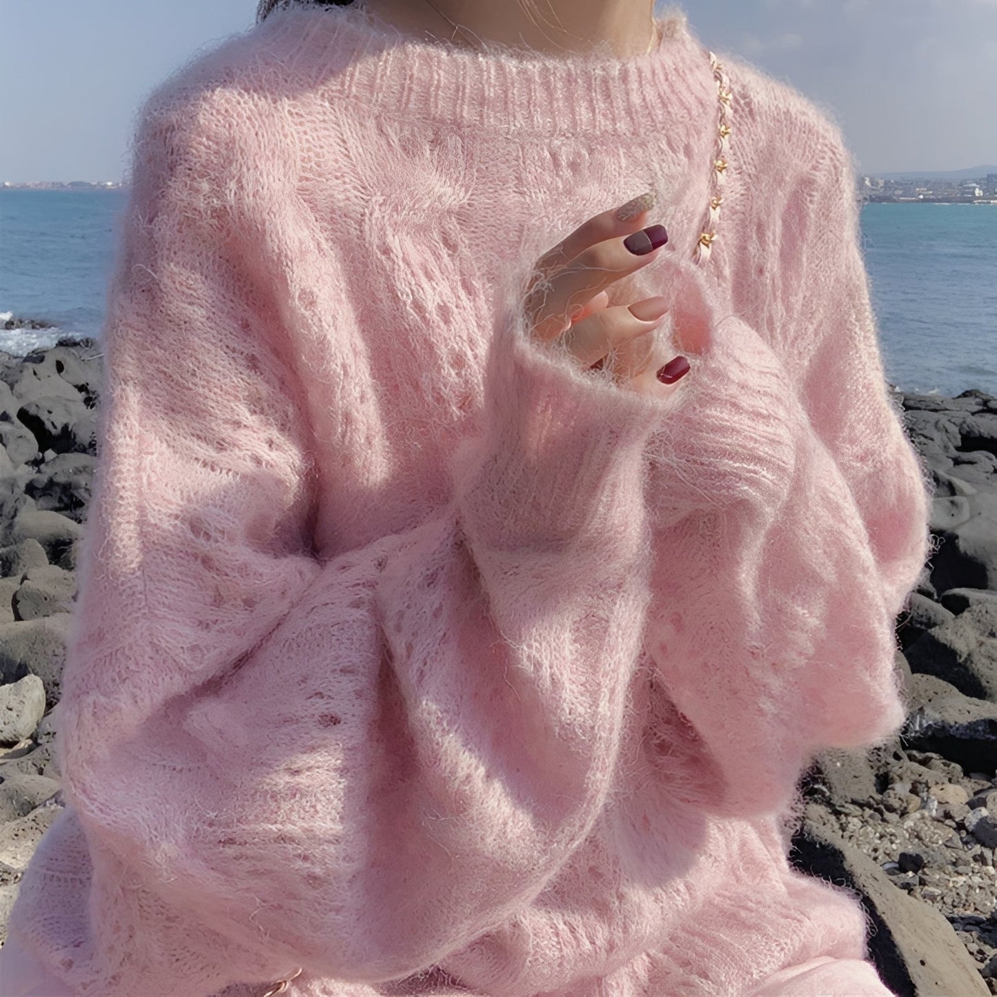 Damen Pullover Weich Locker