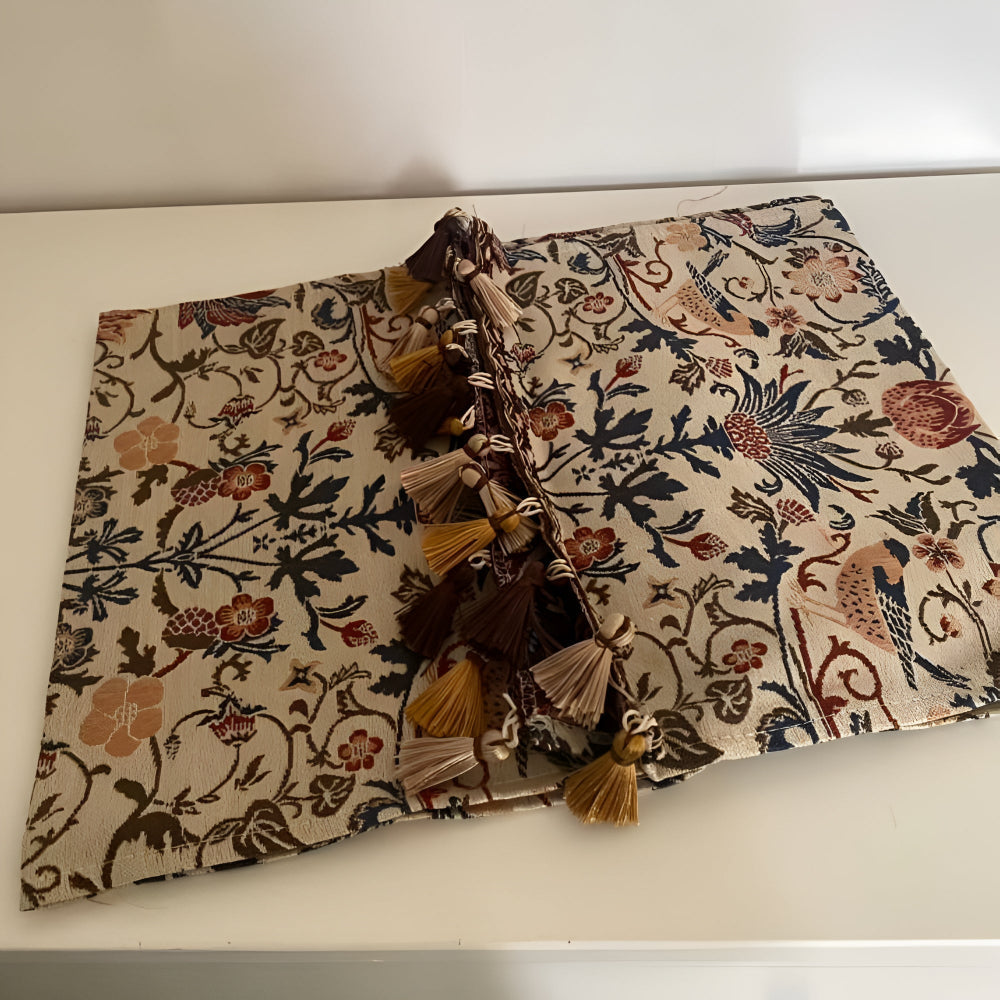 Tischläufer Jacquard Blumen Vogel Muster