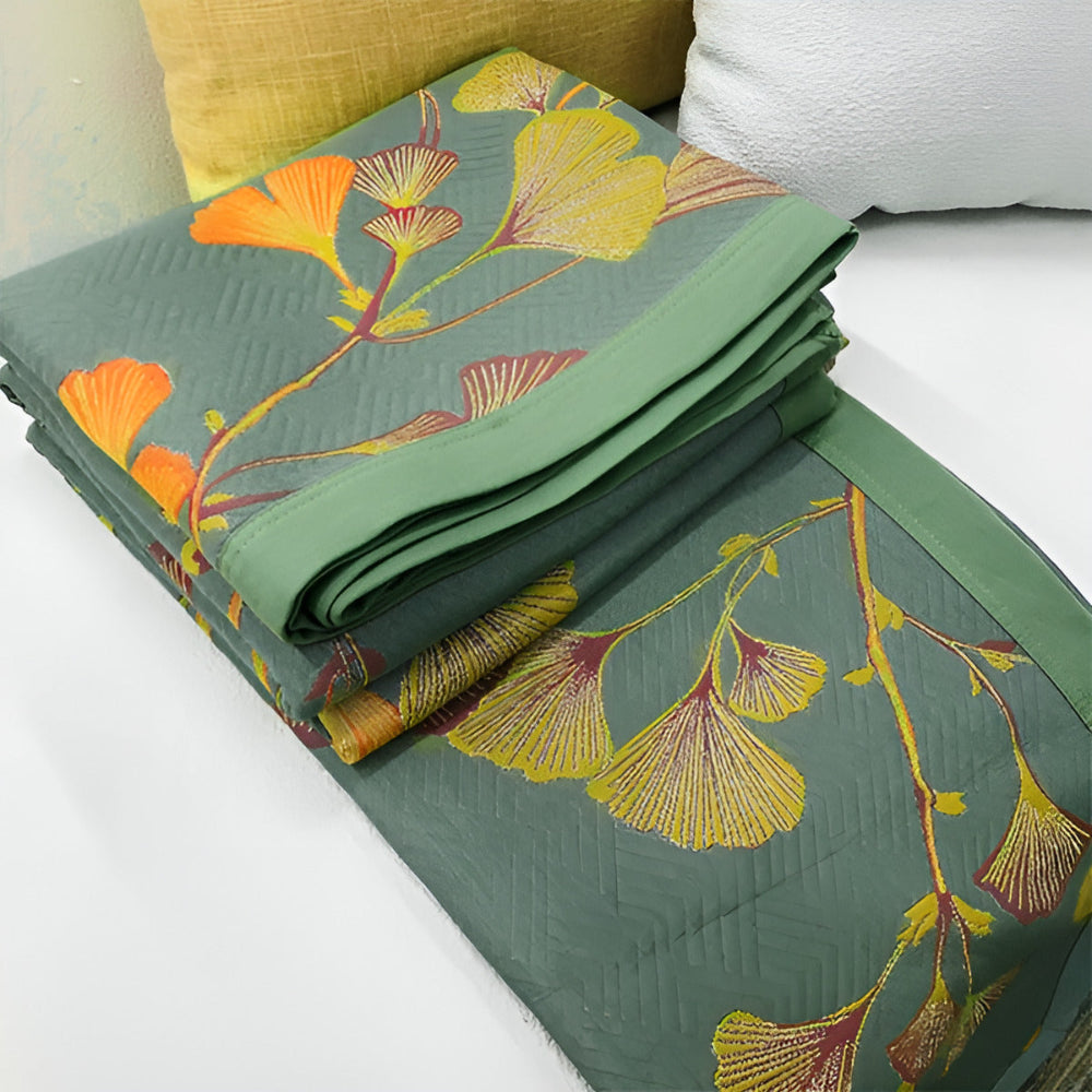 Wendebettdecke Jacquard Blumen Ginkgo Muster