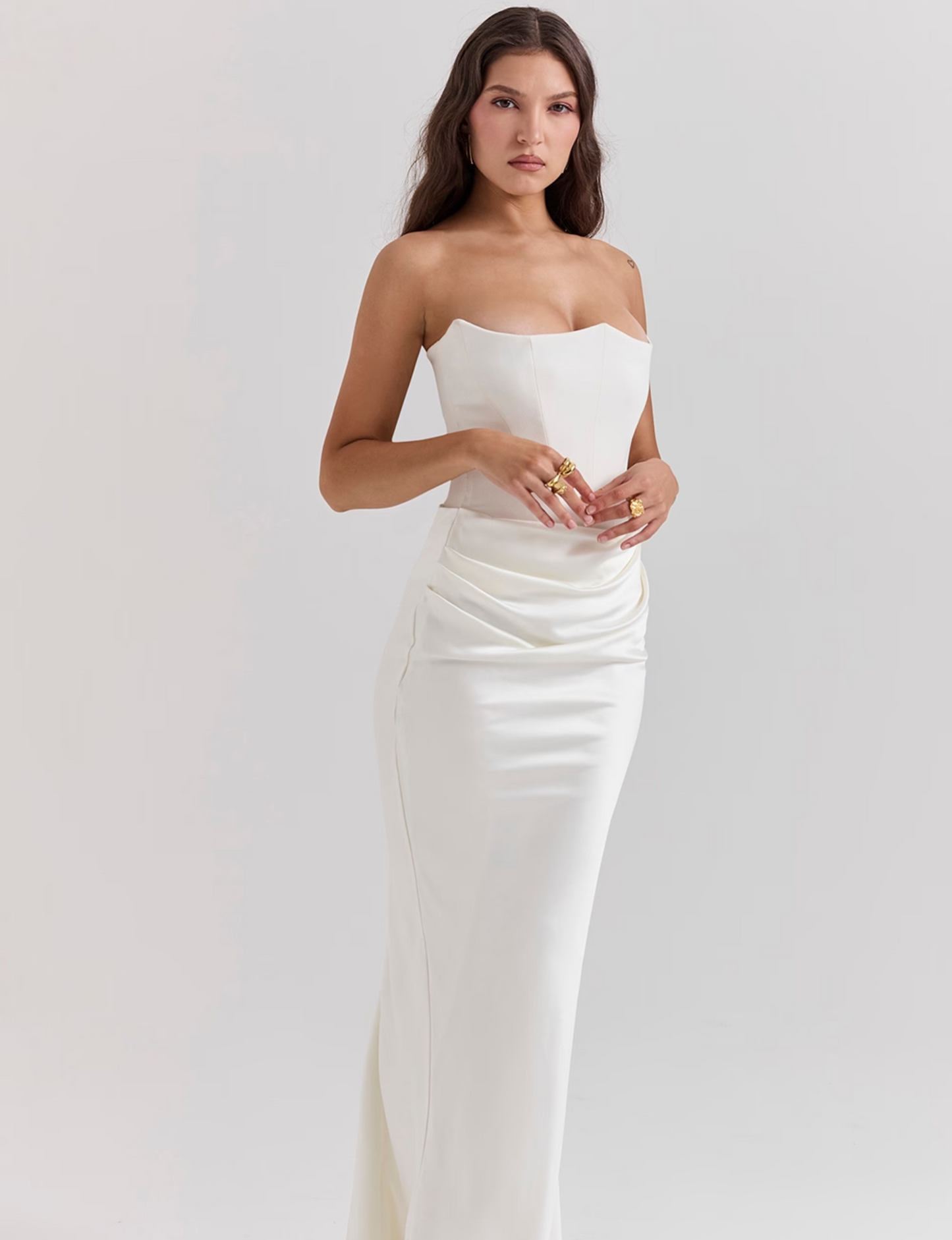 Norvielle Damen Maxikleid Korsett-Design