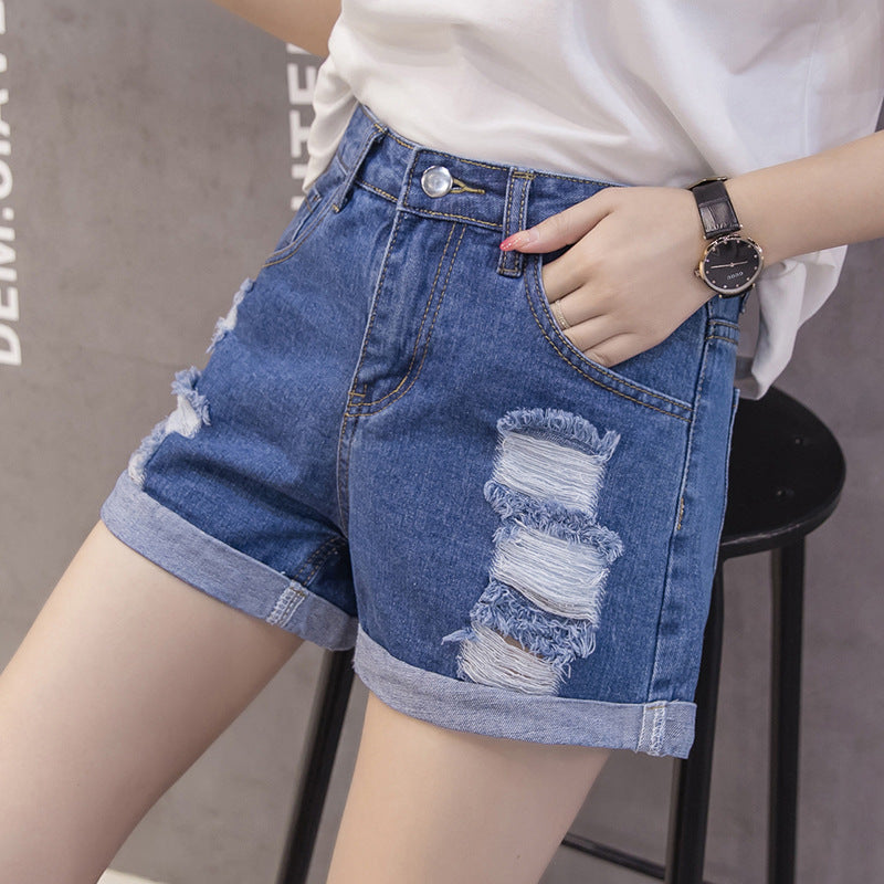 Damen Jeansshorts Distressed Design Lässig