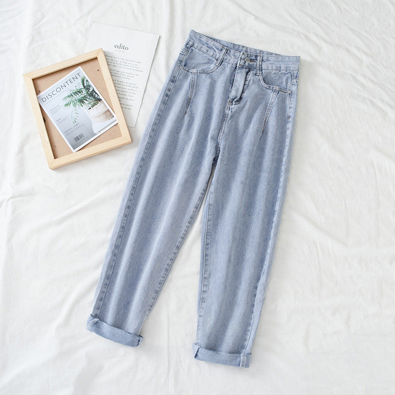 Damen Hochtaillierte Mom-Jeans Klassisch Umschlag-Säume