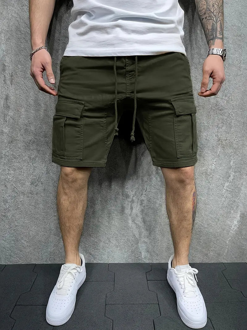 Herren Cargo Shorts mit Kordelzug und Utility Taschen