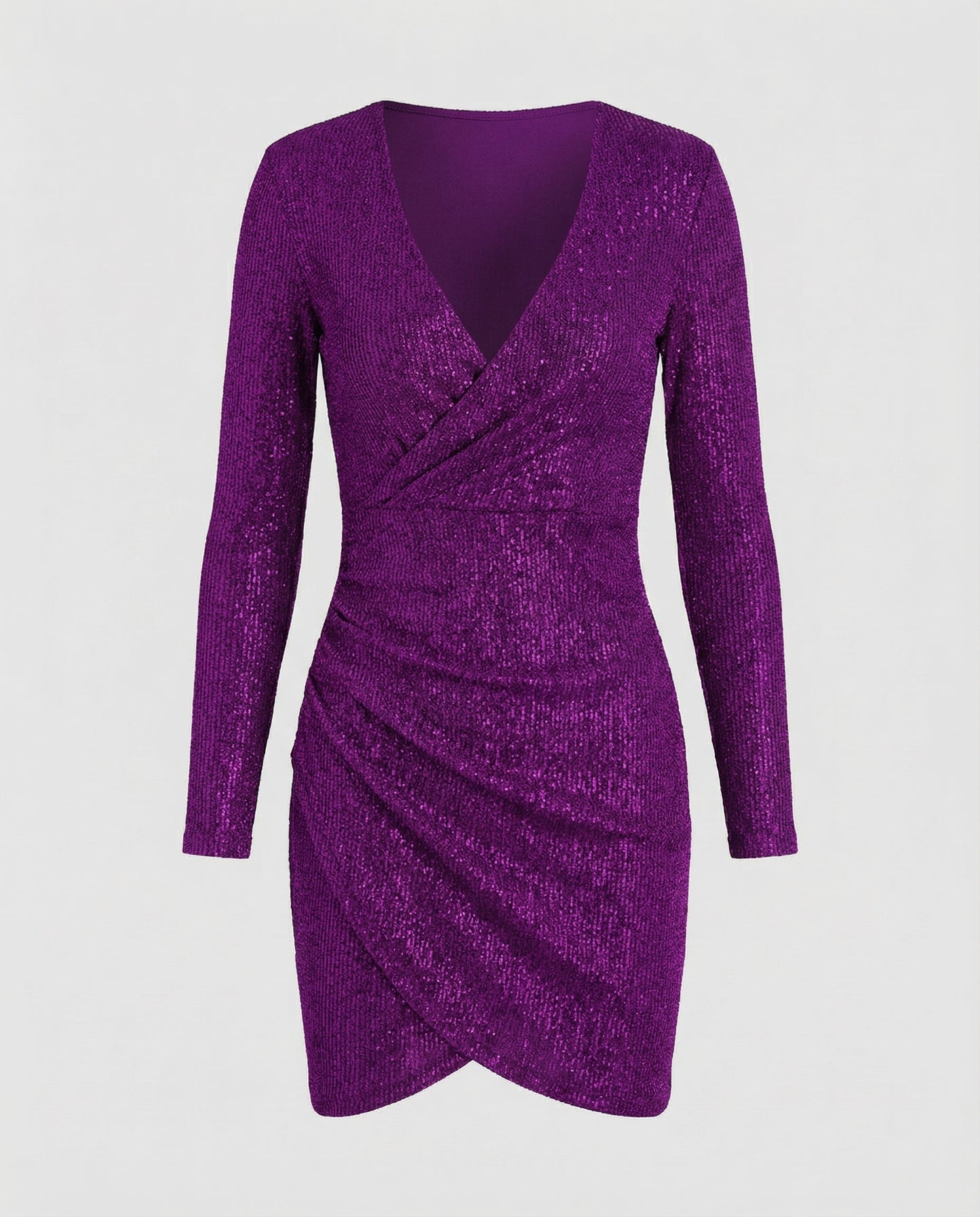 Paillettenkleid Damen V-Ausschnitt Glitzer