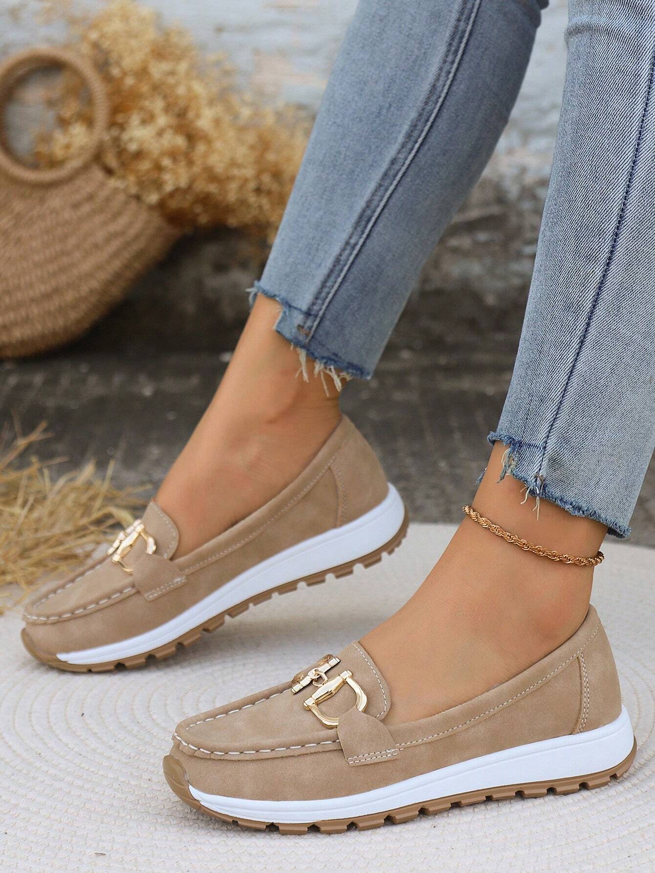 Damen Loafers mit Zierschnalle Leder