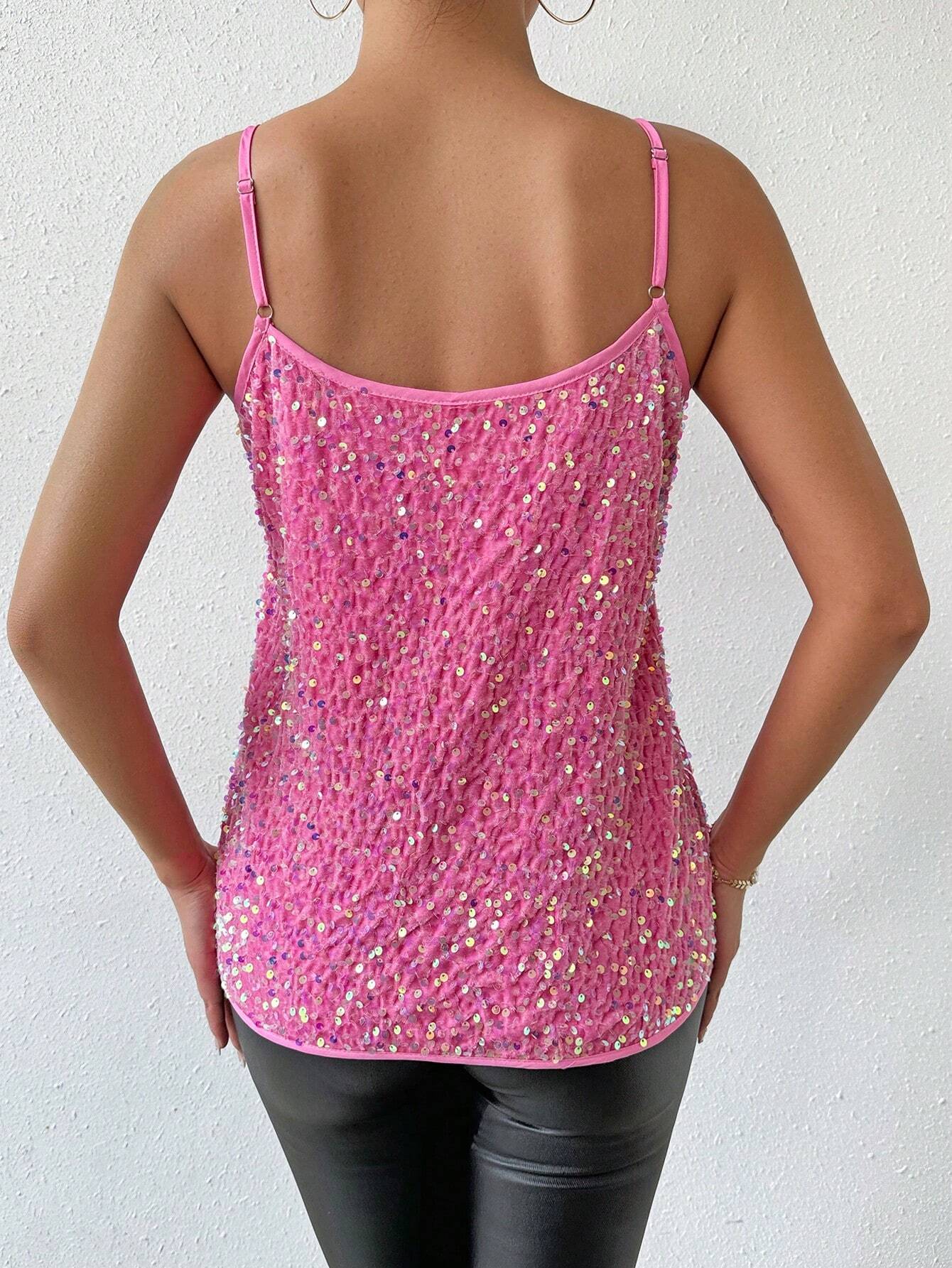 Damen Oberteil mit Glitzerträgern Lockeres