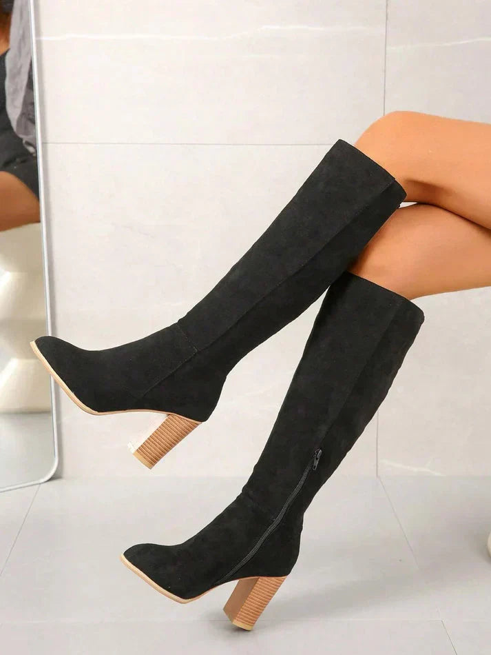 Norvielle Damen Kniehohe Stiefel mit Absatz