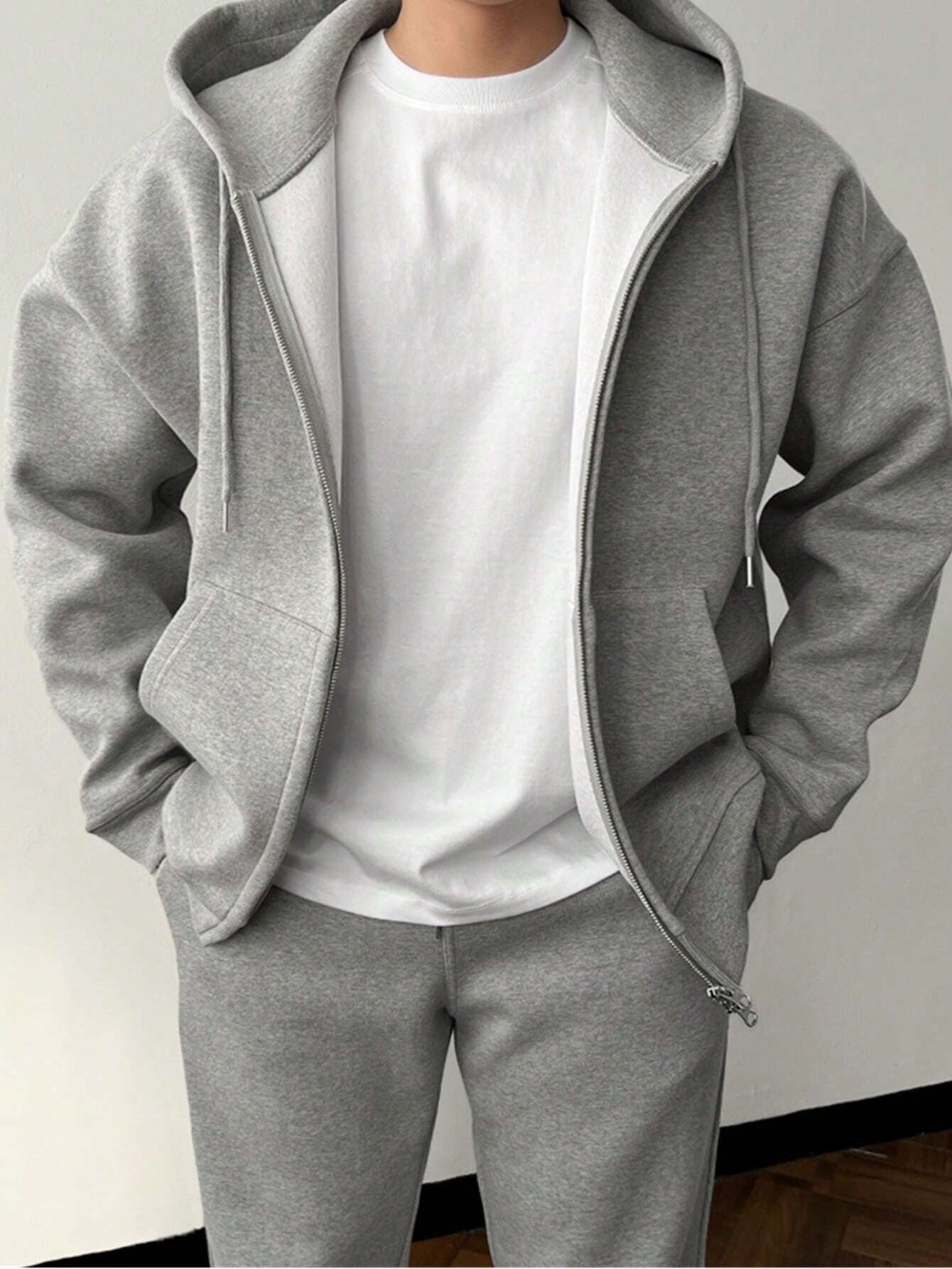 Herren Unifarbene Jogginganzug Kapuzenpulli und Hose