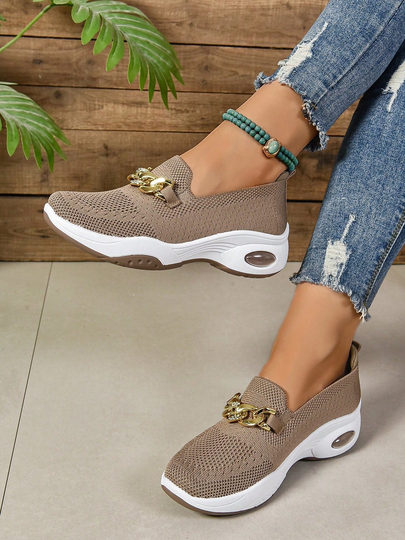 Damen Slip-On Schuhe Causal Leder