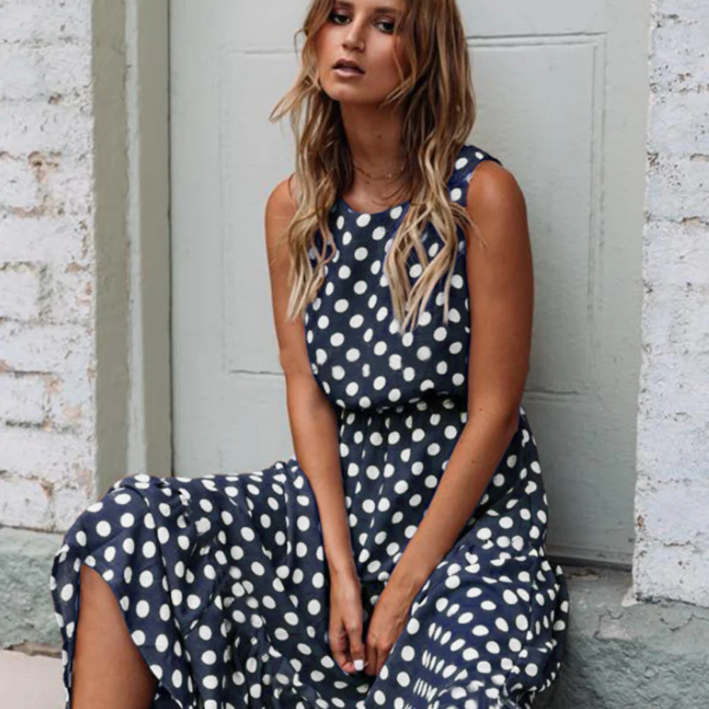 Damen Sommerkleid Pünktchen Elegantes Kleid