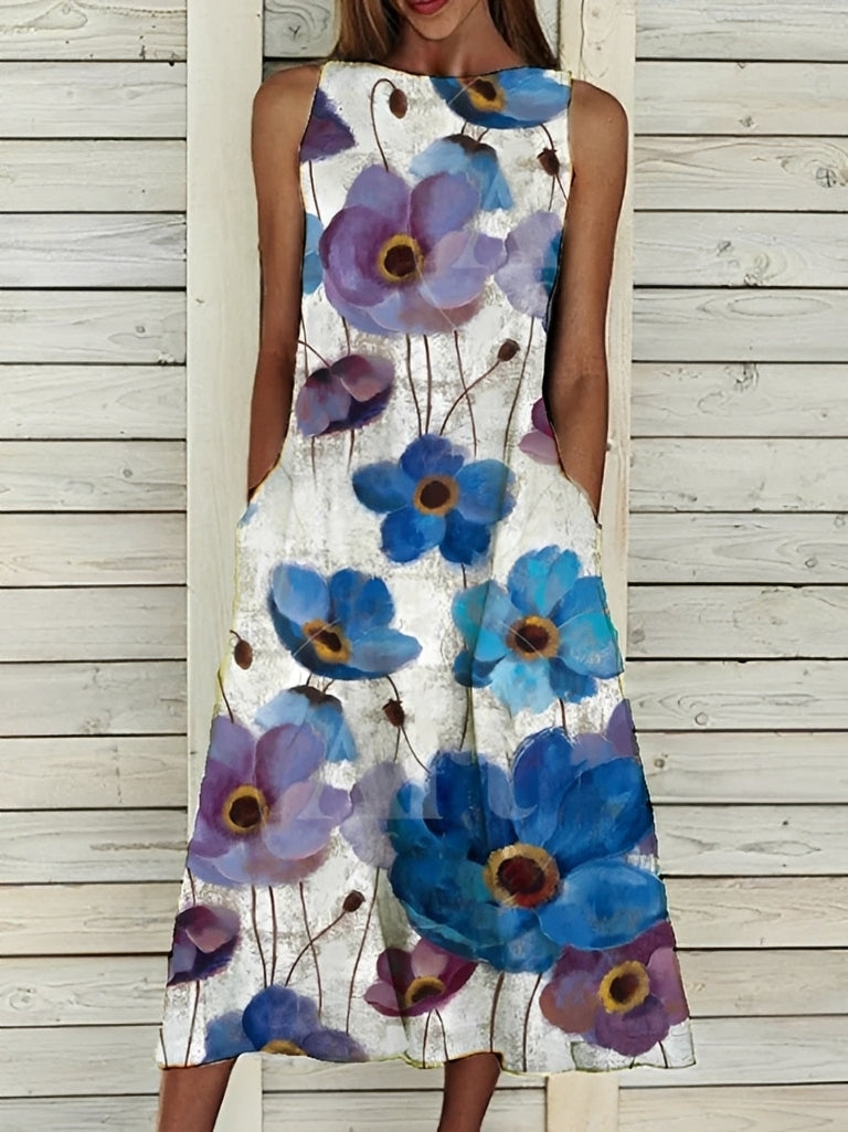 Damenkleid Blumenmuster Sommerkleid Grün