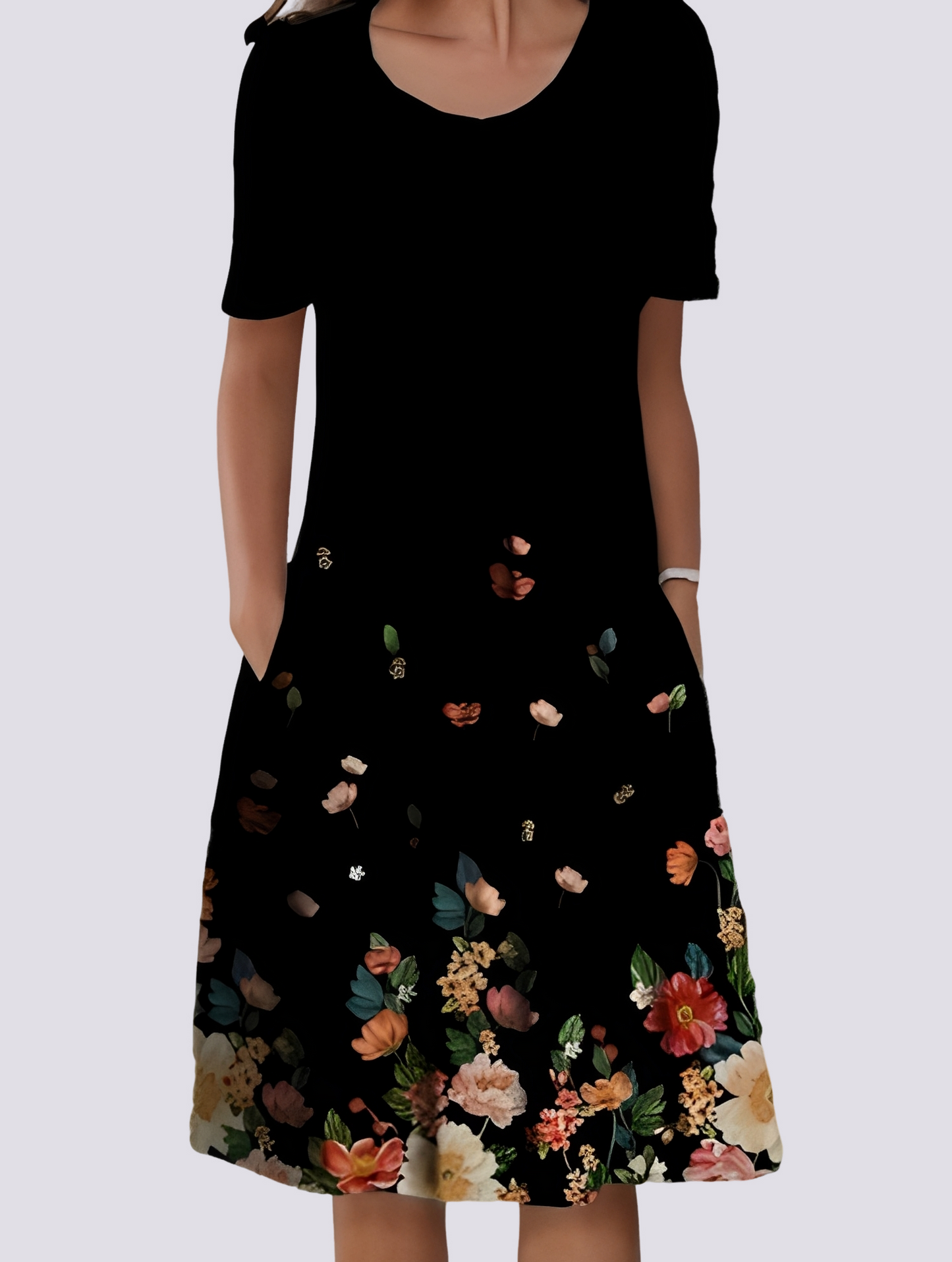 Damen Lockeres Blumenmuster-Kleid
