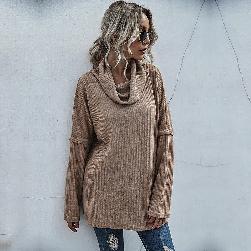 Damen Pullover Weiter Kragen Strukturiert Norvielle