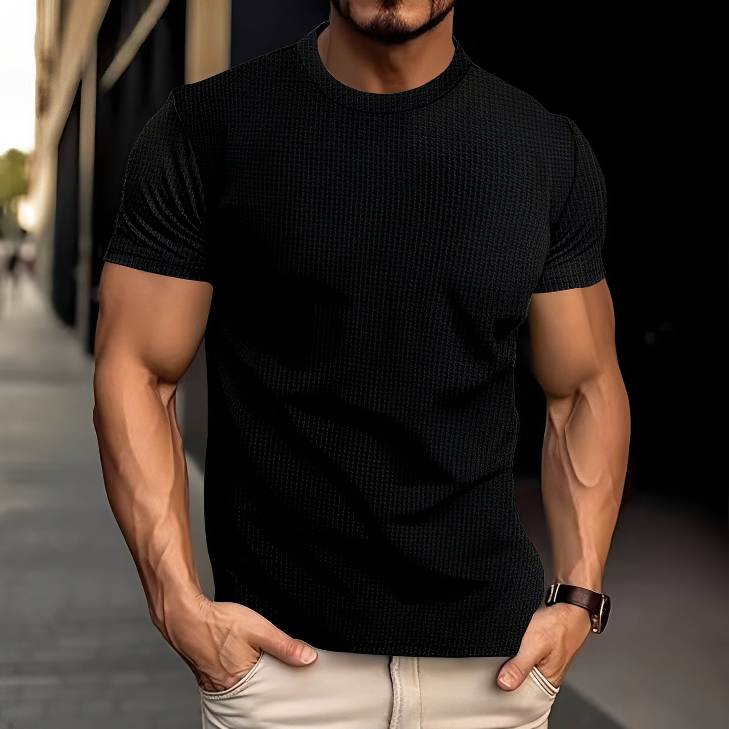 Herren Slim-Fit Hemd Lässig Baumwolle Weiß