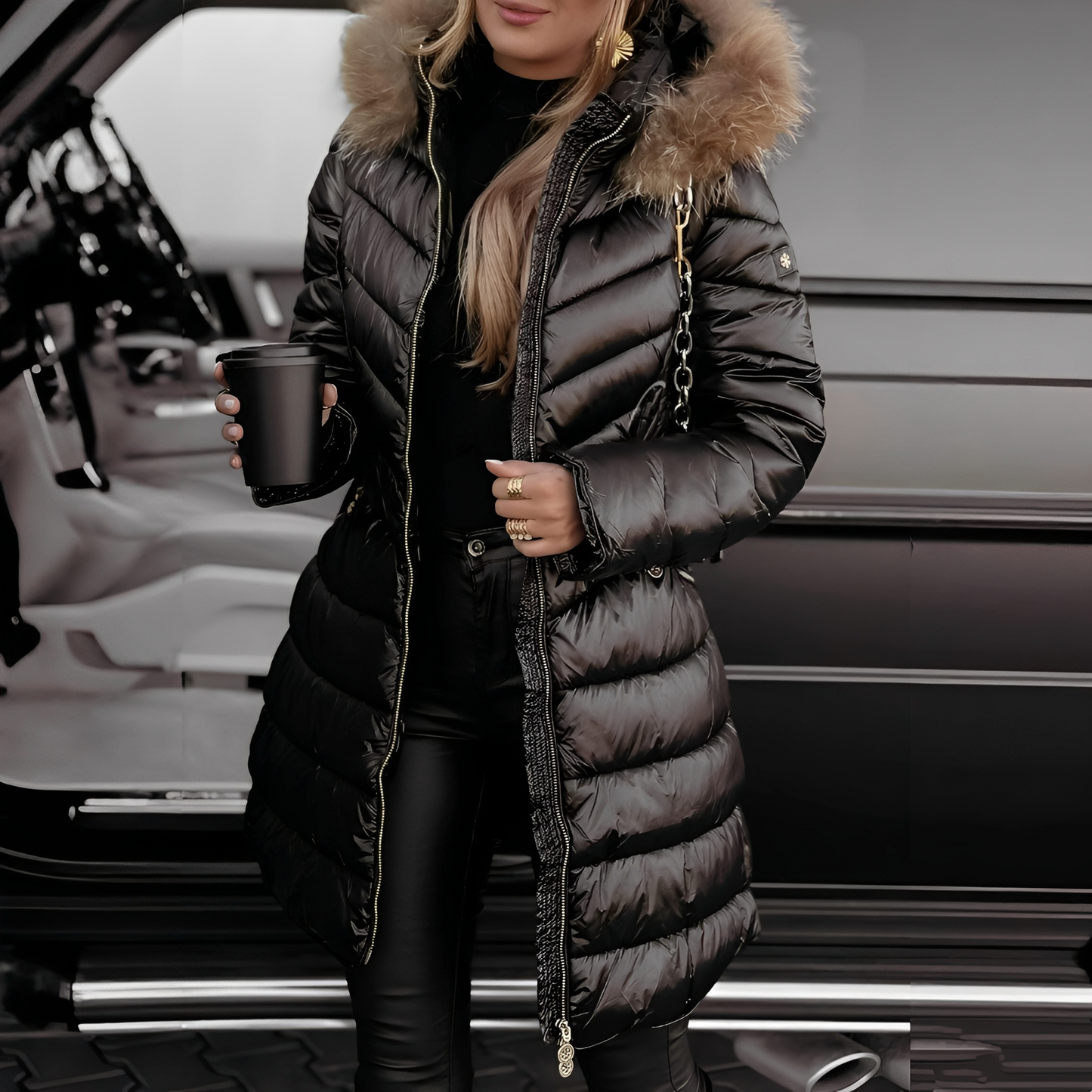 Damenjacke mit Pelzkragen Elegant