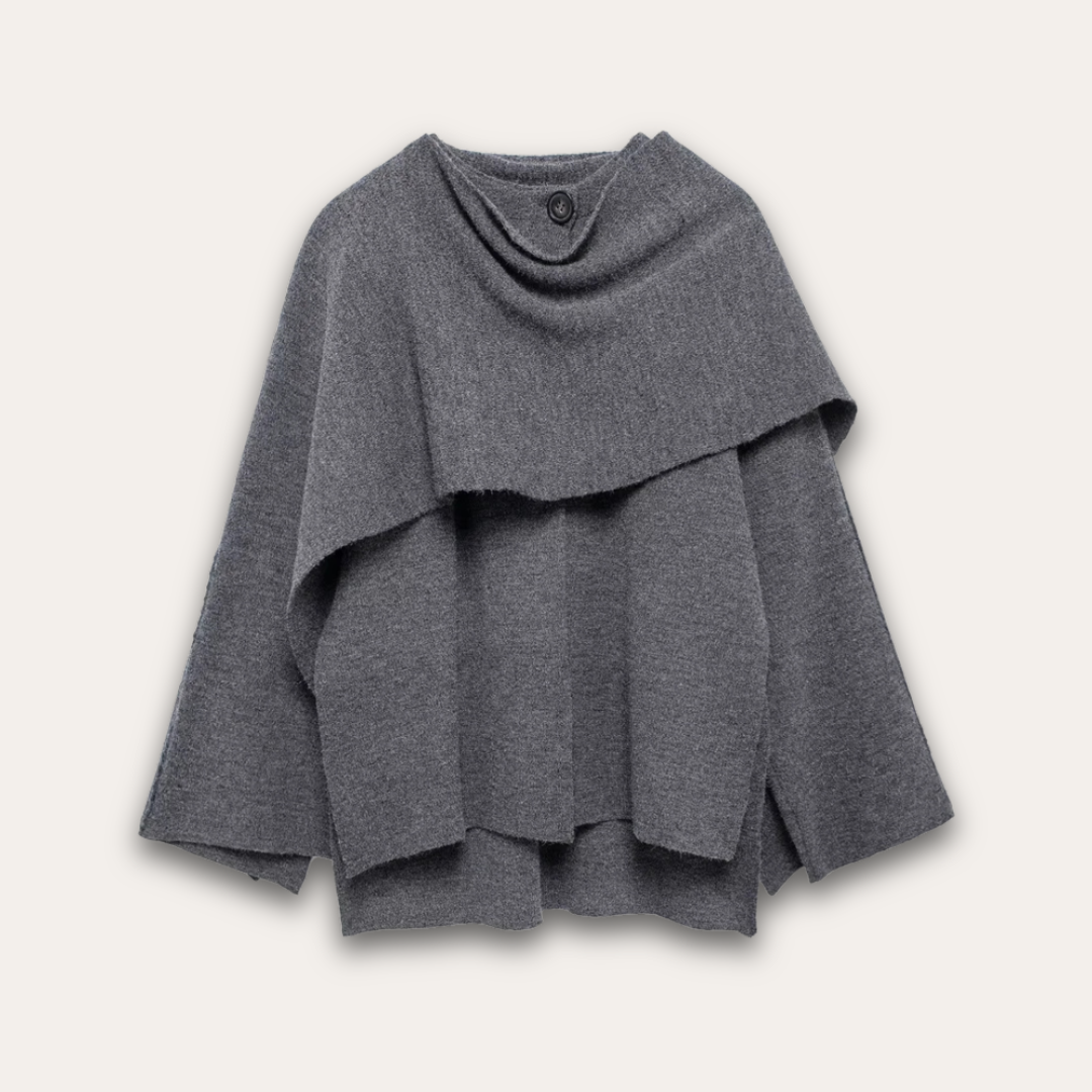Norvielle Damen Poncho-Pullover Stilvoll