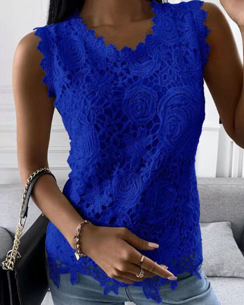 Norvielle Damen Bluse Spitze Einfarbig