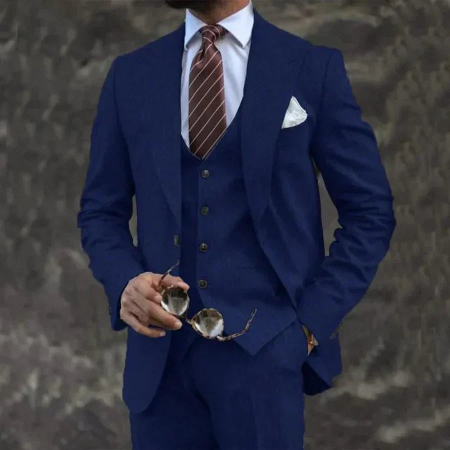 Herren Anzug 3-teilig Slim Fit Kragen
