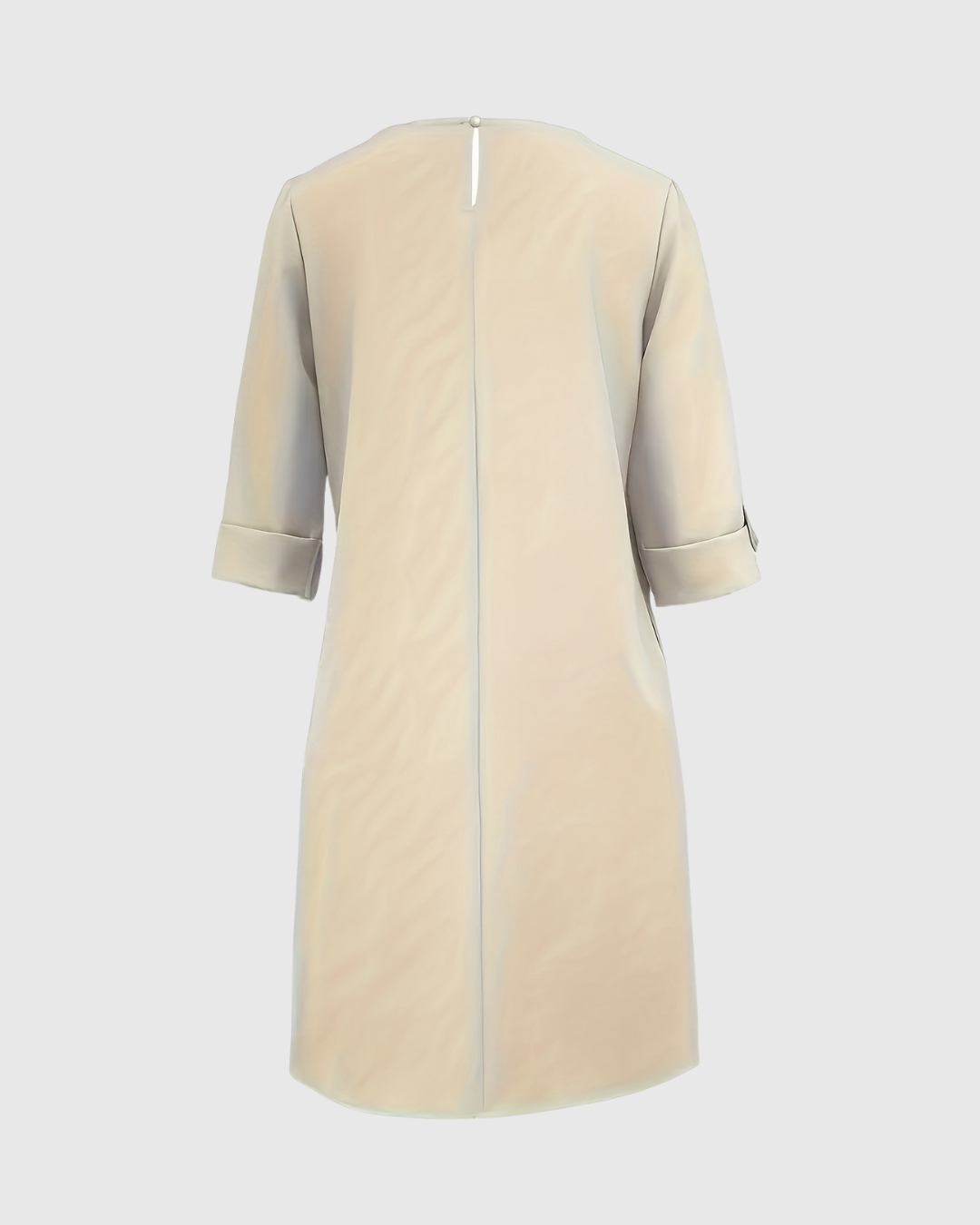 Elegantes Damen Freizeitkleid 3/4-Ärmel Zeitlos Beige