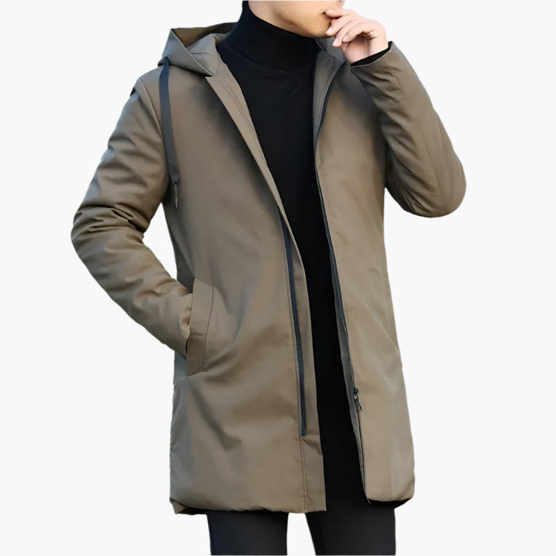 Herren Winterjacke Kapuze Reißverschluss Wind- Wasserdicht