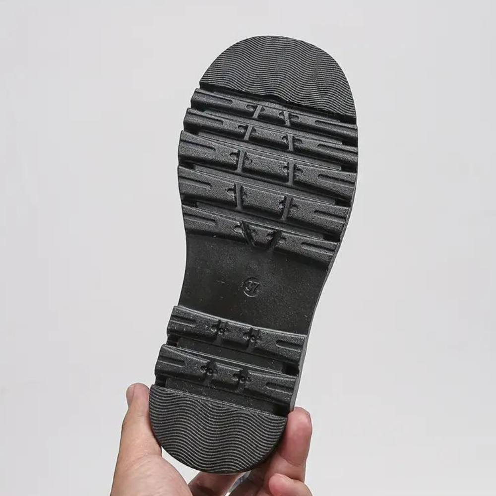 Damen Knöchelstiefel Lederlook Chunky-Sohle Seitenreißverschluss
