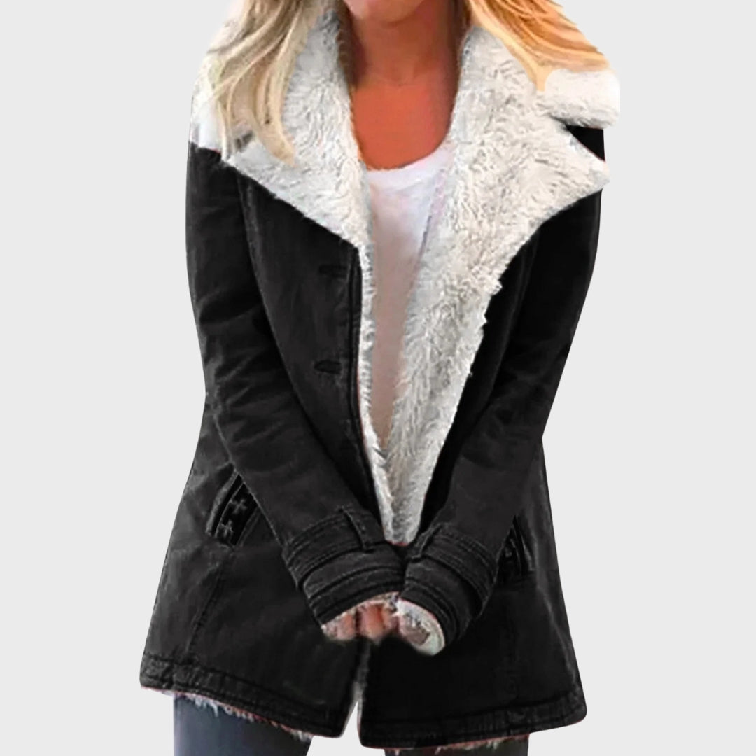 Norvielle Damen Parka Mantel Faux-Lammfell-Fütterung