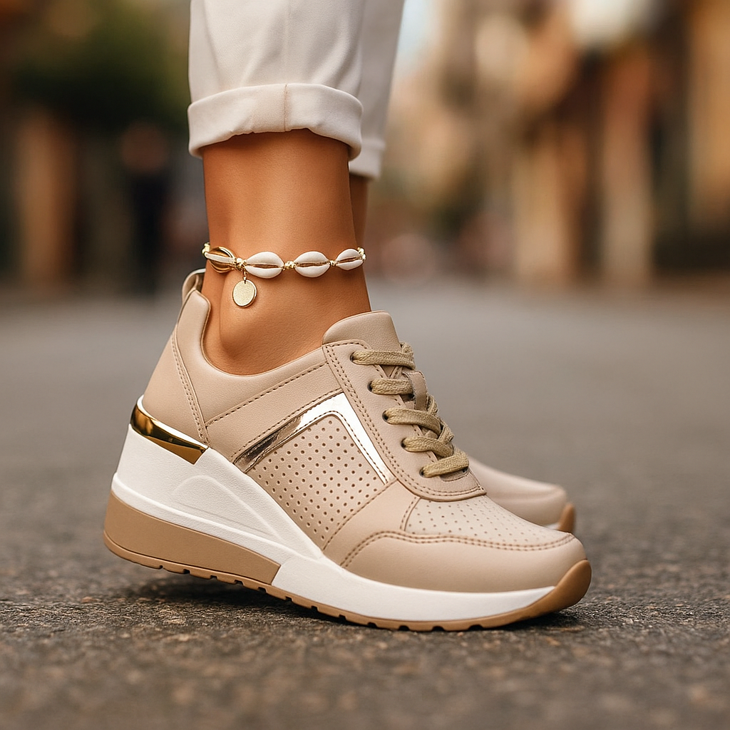 Damen Plateau Sneaker Schnürung