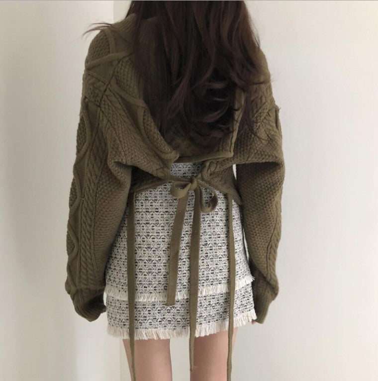 Damen Strickcardigan mit Gürtel und kreativem Design Norvielle