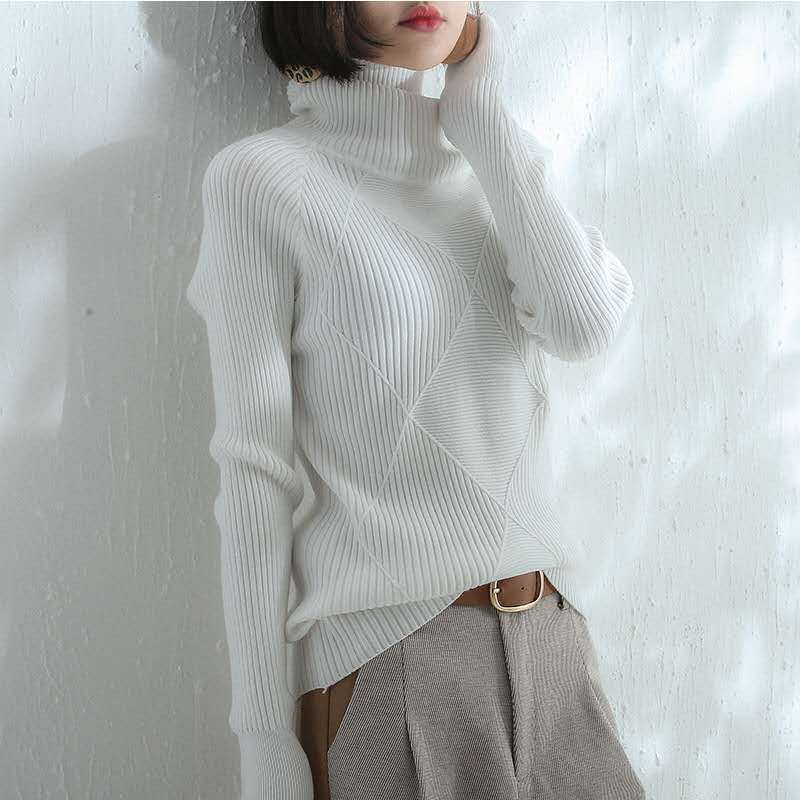 Damen Strickpullover Stehkragen Strukturiert Norvielle