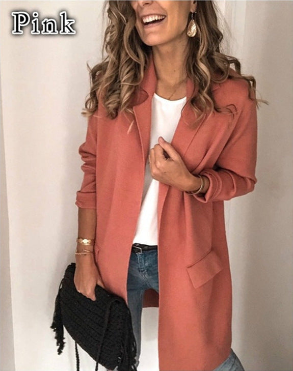 Damen Langjacke mit Taschen Lockerer Schnitt Norvielle