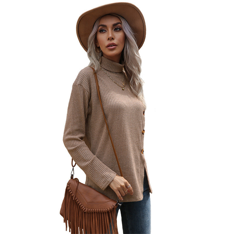 Damen Rollkragenpullover Norvielle mit Knöpfen