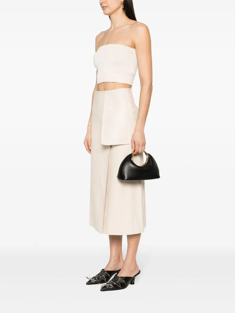 Vegan-Leder Ringtasche mit goldenem Griff