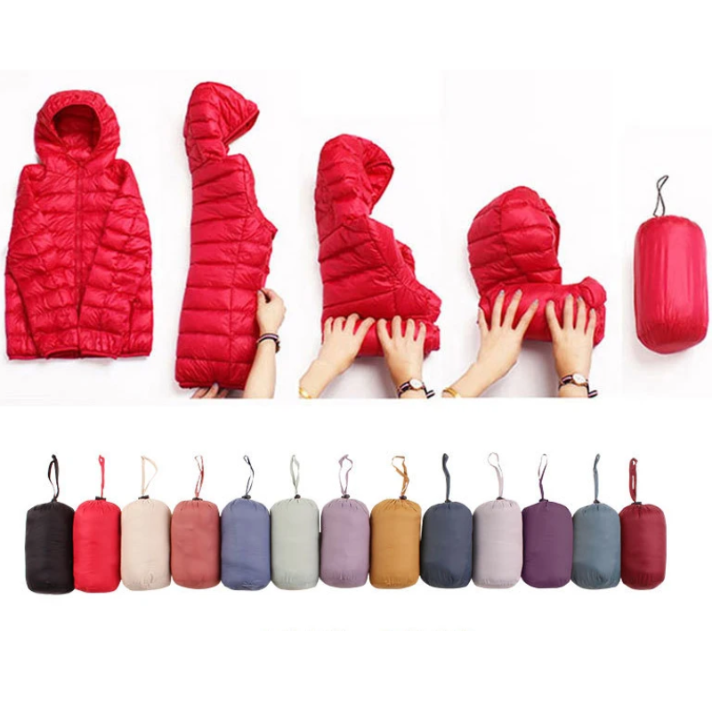 Damen Daunenjacke Mit Kapuze Reißverschluss