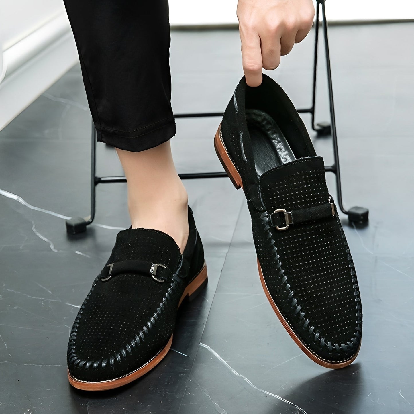 Herren Wildleder Slipper Elegant Lässig