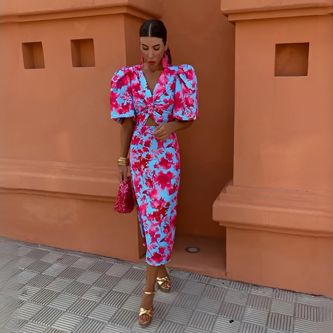 Damen Sommerkleid Modisch Leicht Rosa