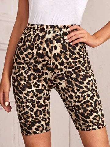 Radsportshort Leopardenmuster Damen Schwarz - Norvielle