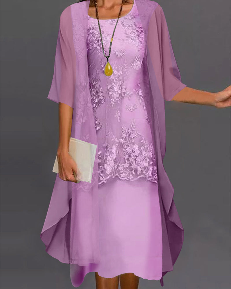 Damen Chiffon Zweiteiler Set Elegantes Sommeroutfit
