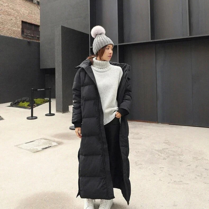 Damen Winterjacke Lang Gepolstert